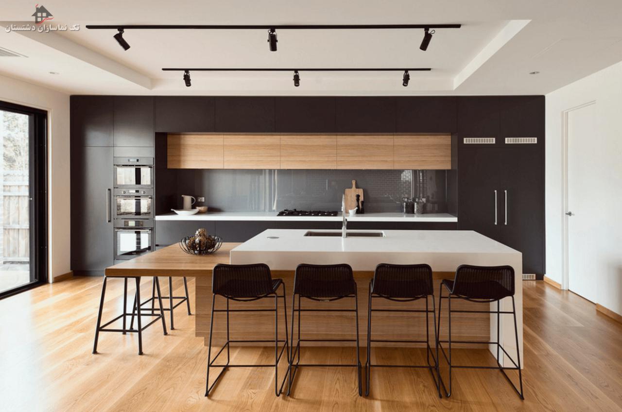 ایده های طراحی آشپزخانه مدرن به رنگ مشکی و سفید
