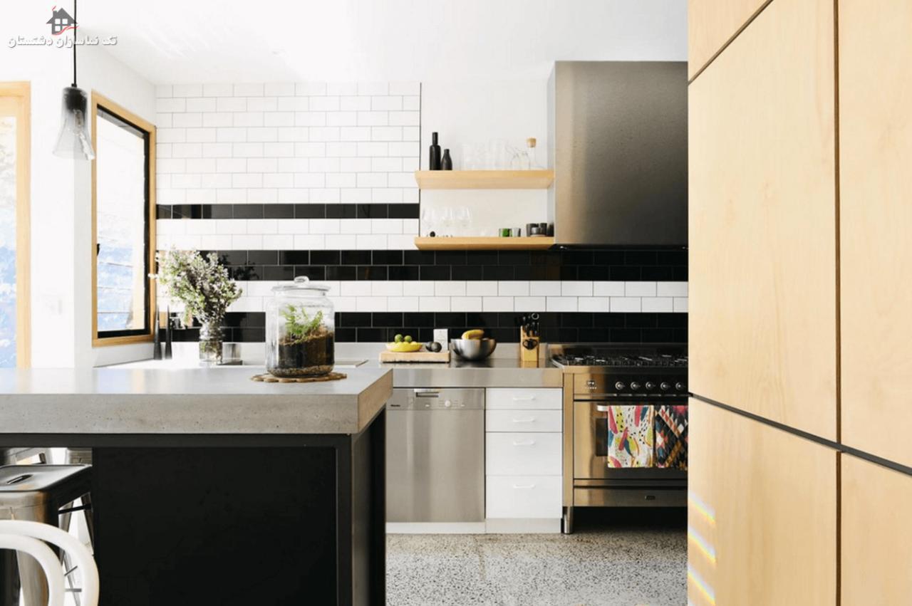 ایده های طراحی آشپزخانه مدرن به رنگ مشکی و سفید