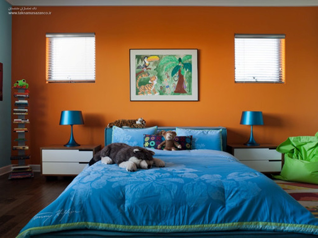 رنگ اتاق خواب آبی نارنجی