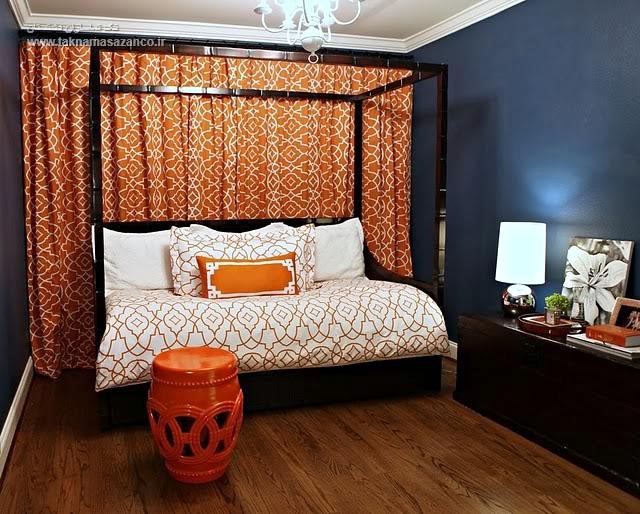 رنگ اتاق خواب سرمه ای نارنجی